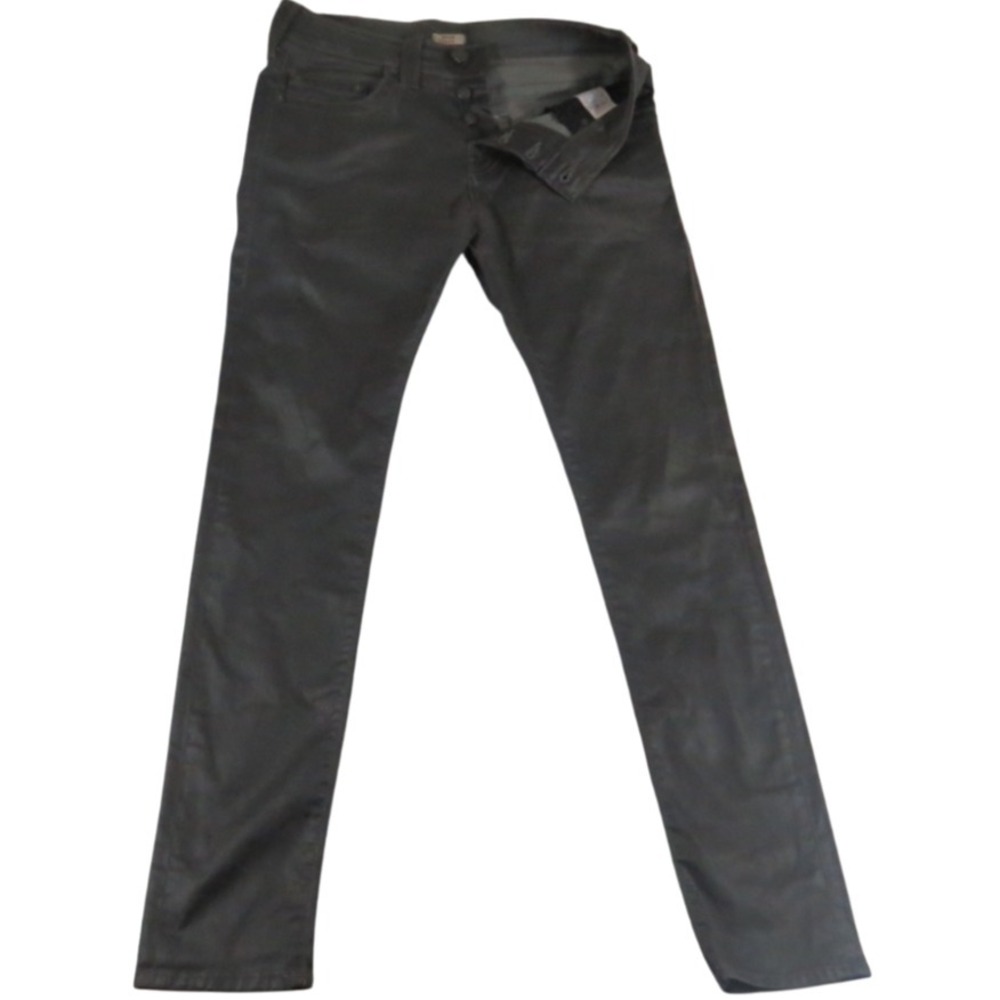 True Religion VTG Y2K Waxed Charcoal Gray Dean Tapered Jeans Waist 28 Women USA